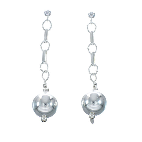 Navajo Sterling Silver Bead Post Dangle Earrings X10936